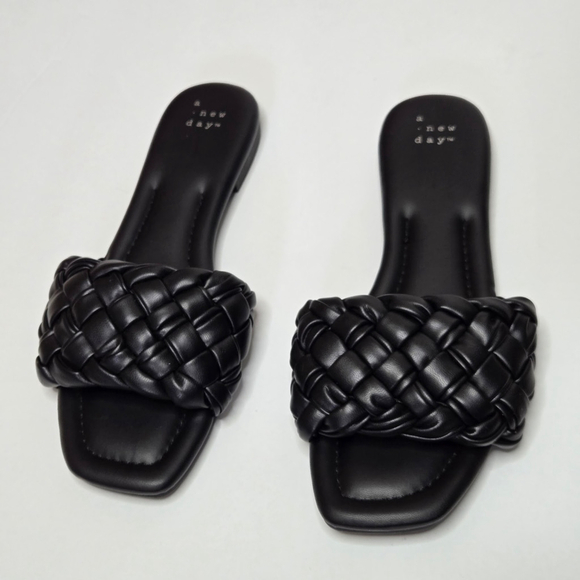 A New Day Women's Black Braided Flat Slide Sandals Size 7.5 - Picture 4 of 8
